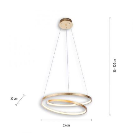 Paul Neuhaus 2472-12 - LED Dimmable chandelier on a string ROMAN LED/30W/230V gold