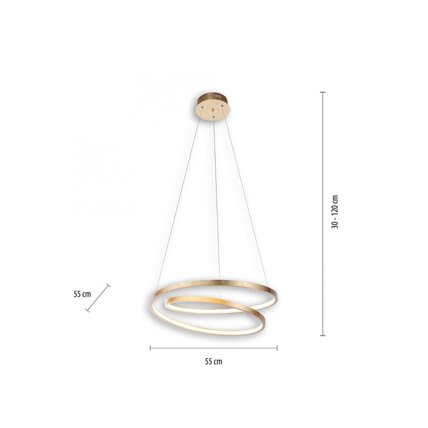 Paul Neuhaus 2472-12 - LED Dimmable chandelier on a string ROMAN LED/30W/230V gold