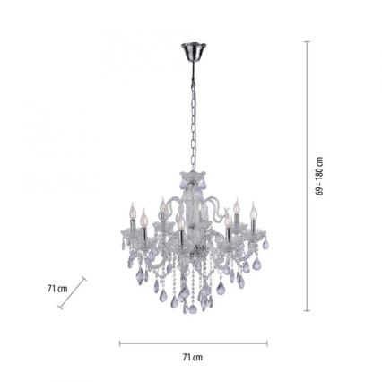 Paul Neuhaus 3081-00 - Crystal chandelier on a chain GRACIA 8xE14/40W/230V