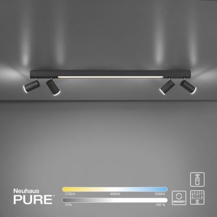 Paul Neuhaus 6121-13 - LED Dimmable spotlight PURE 4xLED/4W/230V + LED/9W 2700-5000K + remote control