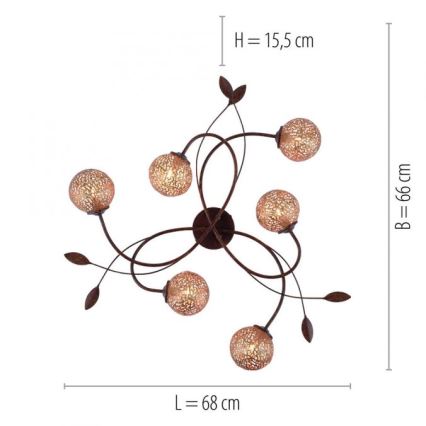 Paul Neuhaus 6398-48 - Surface-mounted chandelier GRETA 6xG9/40W/230V