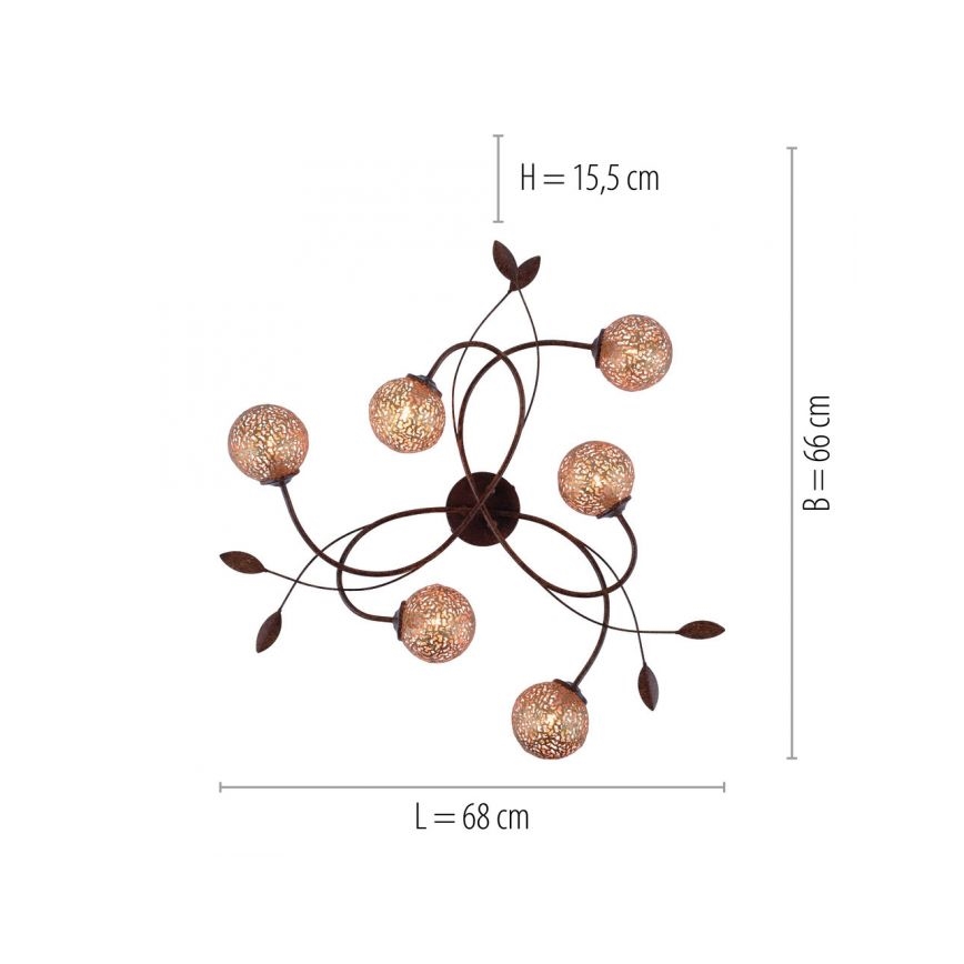 Paul Neuhaus 6398-48 - Surface-mounted chandelier GRETA 6xG9/40W/230V