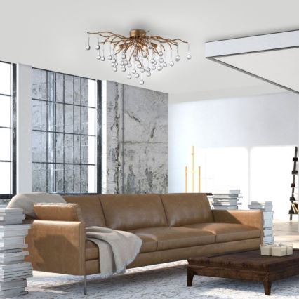 Paul Neuhaus 8090-11 - Surface-mounted chandelier ICICLE 4xG9/40W/230V 30x60 cm brass