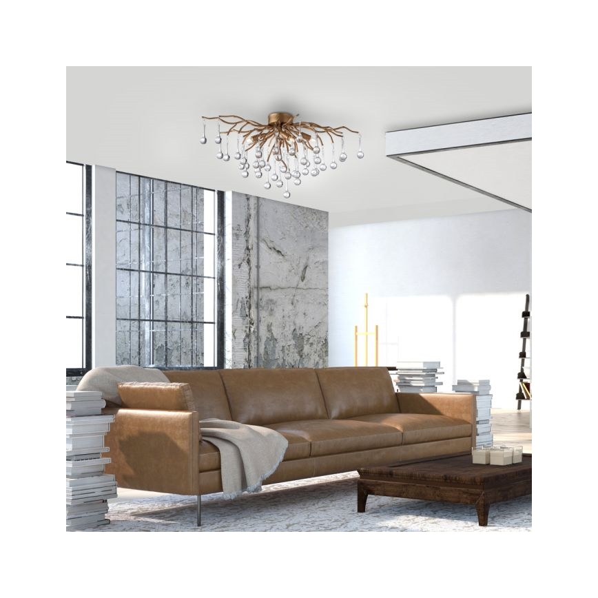 Paul Neuhaus 8090-11 - Surface-mounted chandelier ICICLE 4xG9/40W/230V 30x60 cm brass