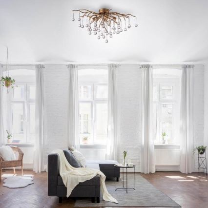 Paul Neuhaus 8090-11 - Surface-mounted chandelier ICICLE 4xG9/40W/230V 30x60 cm brass