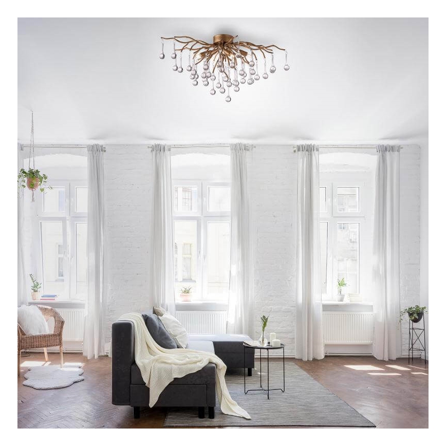 Paul Neuhaus 8090-11 - Surface-mounted chandelier ICICLE 4xG9/40W/230V 30x60 cm brass