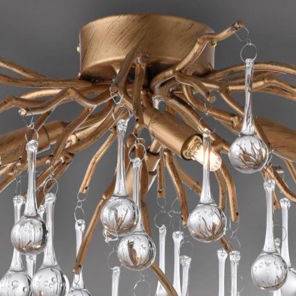 Paul Neuhaus 8090-11 - Surface-mounted chandelier ICICLE 4xG9/40W/230V 30x60 cm brass