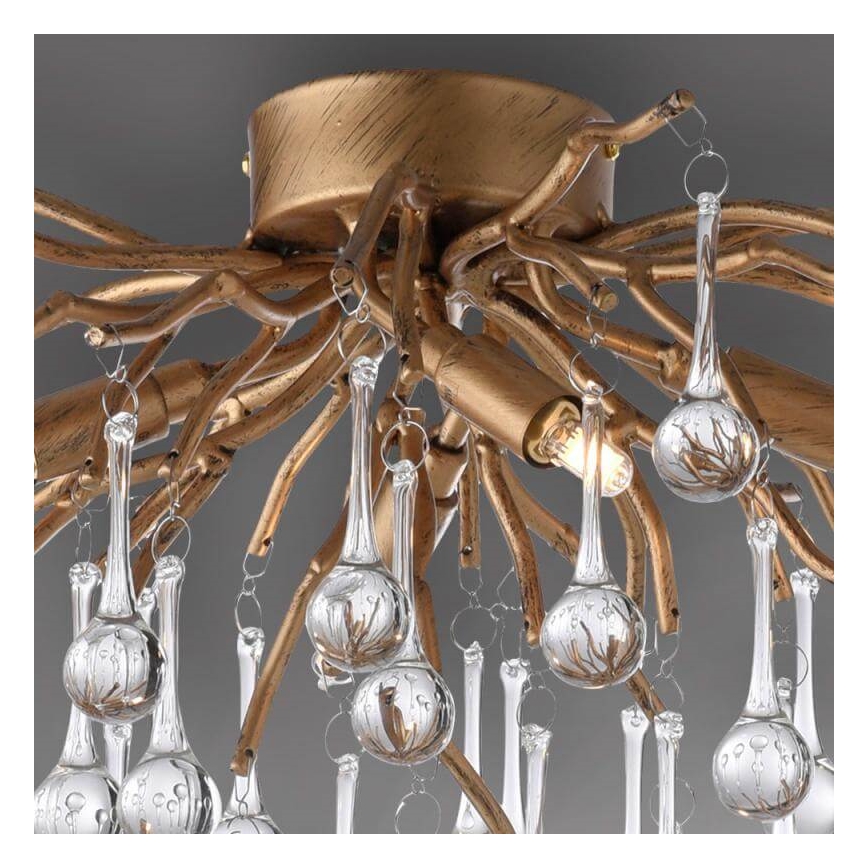 Paul Neuhaus 8090-11 - Surface-mounted chandelier ICICLE 4xG9/40W/230V 30x60 cm brass