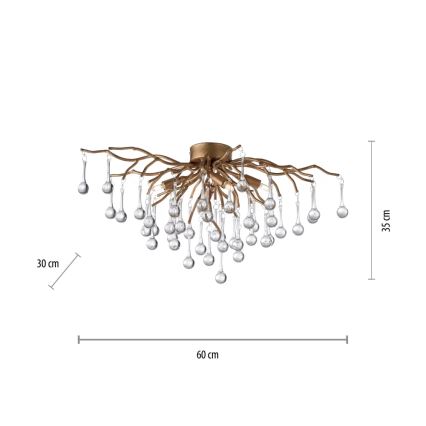 Paul Neuhaus 8090-11 - Surface-mounted chandelier ICICLE 4xG9/40W/230V 30x60 cm brass