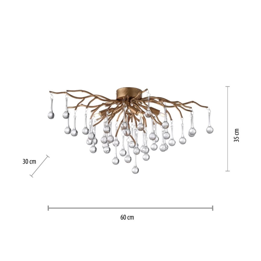 Paul Neuhaus 8090-11 - Surface-mounted chandelier ICICLE 4xG9/40W/230V 30x60 cm brass