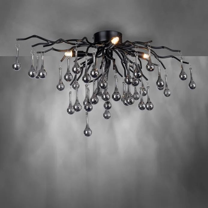 Paul Neuhaus 8090-18 - Flush-mounted chandelier ICICLE 4xG9/40W/230V 30x60 cm black