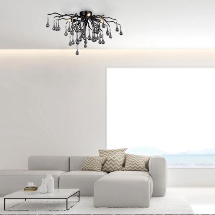Paul Neuhaus 8090-18 - Flush-mounted chandelier ICICLE 4xG9/40W/230V 30x60 cm black