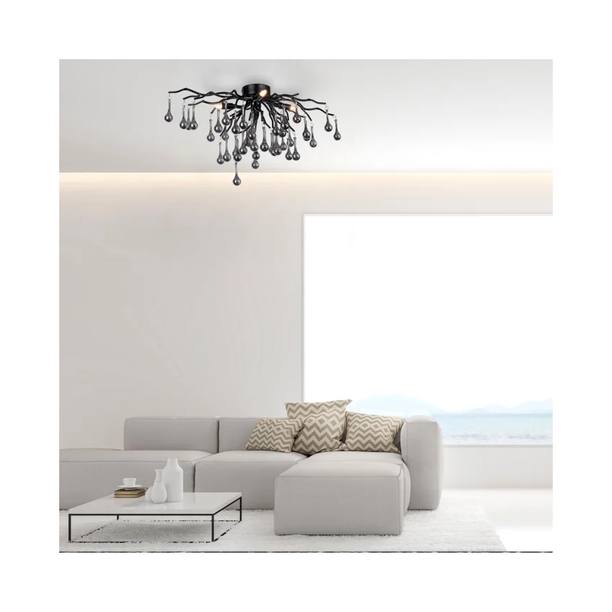Paul Neuhaus 8090-18 - Flush-mounted chandelier ICICLE 4xG9/40W/230V 30x60 cm black