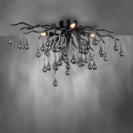 Paul Neuhaus 8090-18 - Flush-mounted chandelier ICICLE 4xG9/40W/230V 30x60 cm black