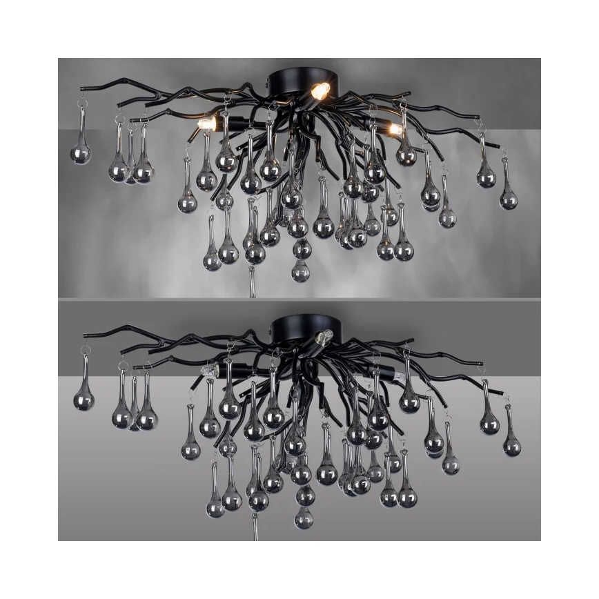Paul Neuhaus 8090-18 - Flush-mounted chandelier ICICLE 4xG9/40W/230V 30x60 cm black