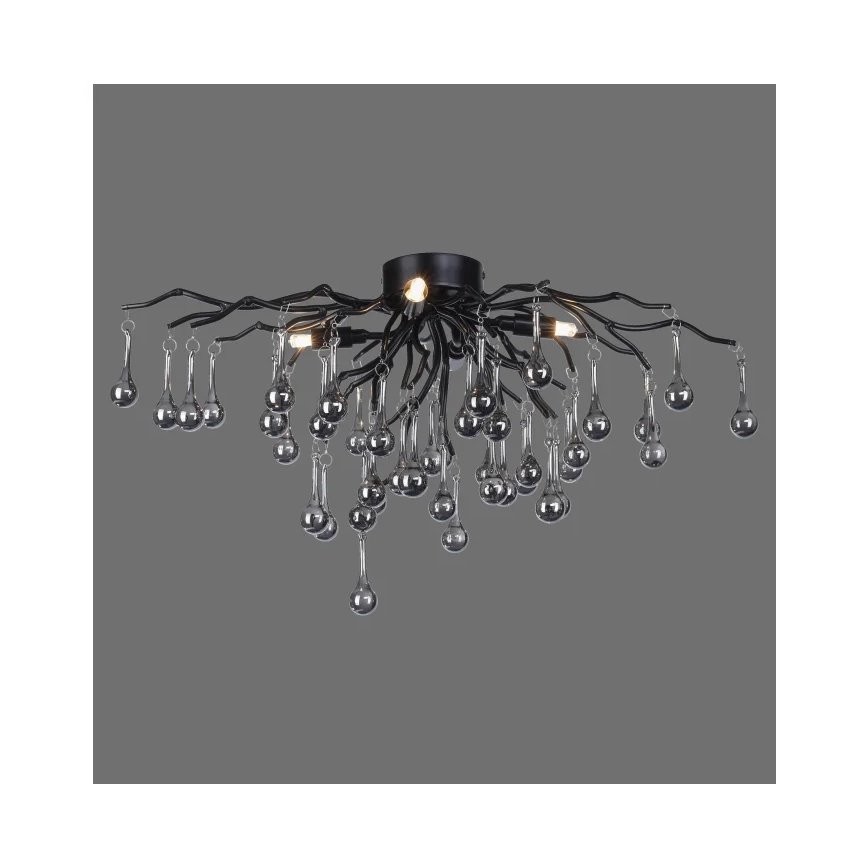 Paul Neuhaus 8090-18 - Flush-mounted chandelier ICICLE 4xG9/40W/230V 30x60 cm black