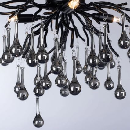 Paul Neuhaus 8090-18 - Flush-mounted chandelier ICICLE 4xG9/40W/230V 30x60 cm black