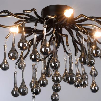Paul Neuhaus 8090-18 - Flush-mounted chandelier ICICLE 4xG9/40W/230V 30x60 cm black