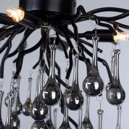 Paul Neuhaus 8090-18 - Flush-mounted chandelier ICICLE 4xG9/40W/230V 30x60 cm black