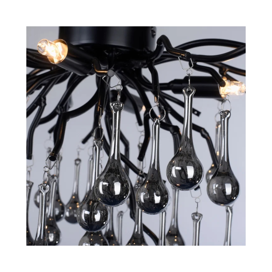 Paul Neuhaus 8090-18 - Flush-mounted chandelier ICICLE 4xG9/40W/230V 30x60 cm black