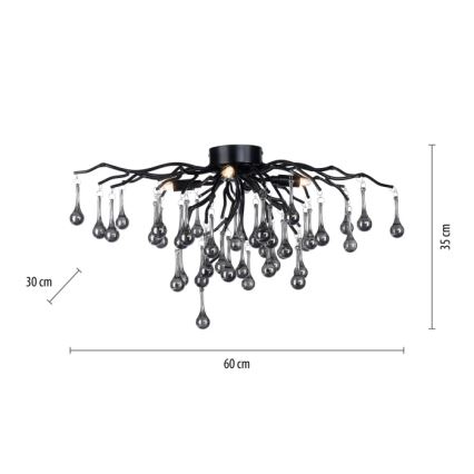 Paul Neuhaus 8090-18 - Flush-mounted chandelier ICICLE 4xG9/40W/230V 30x60 cm black