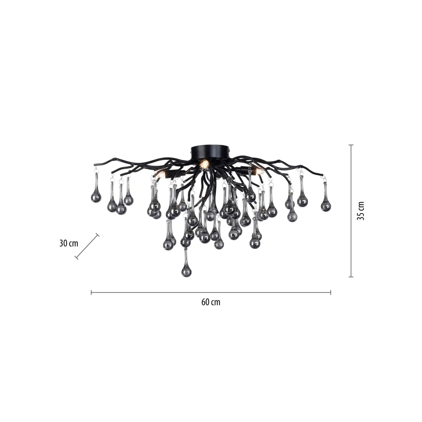 Paul Neuhaus 8090-18 - Flush-mounted chandelier ICICLE 4xG9/40W/230V 30x60 cm black