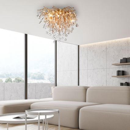 Paul Neuhaus 8091-11 - Surface-mounted chandelier ICICLE 9xG9/40W/230V d. 50 cm brass