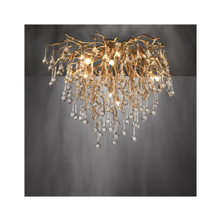 Paul Neuhaus 8091-11 - Surface-mounted chandelier ICICLE 9xG9/40W/230V d. 50 cm brass