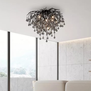 Paul Neuhaus 8091-18 - Flush-mounted chandelier ICICLE 9xG9/40W/230V dia. 50 cm black