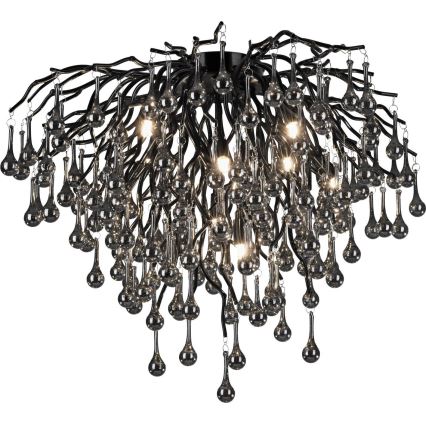 Paul Neuhaus 8091-18 - Flush-mounted chandelier ICICLE 9xG9/40W/230V dia. 50 cm black