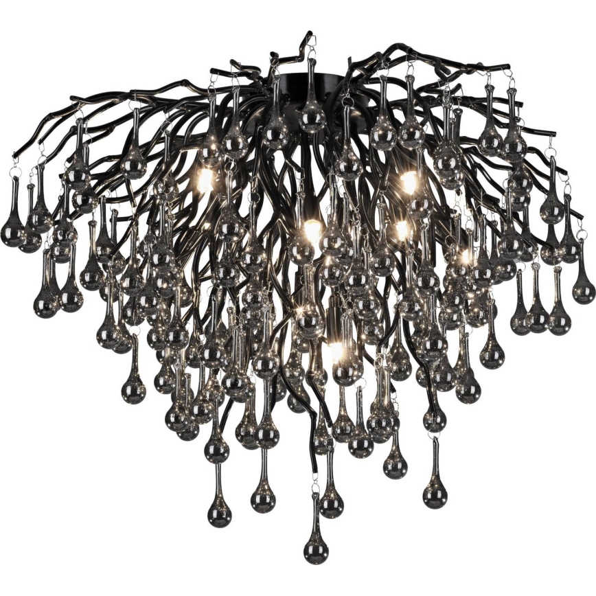 Paul Neuhaus 8091-18 - Flush-mounted chandelier ICICLE 9xG9/40W/230V dia. 50 cm black