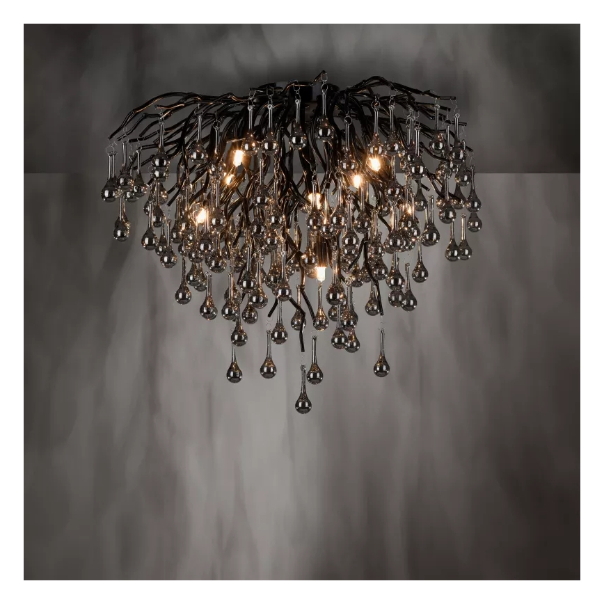 Paul Neuhaus 8091-18 - Flush-mounted chandelier ICICLE 9xG9/40W/230V dia. 50 cm black