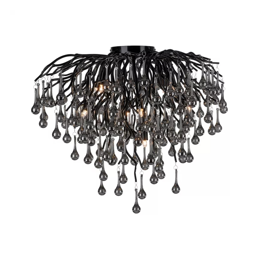 Paul Neuhaus 8091-18 - Flush-mounted chandelier ICICLE 9xG9/40W/230V dia. 50 cm black