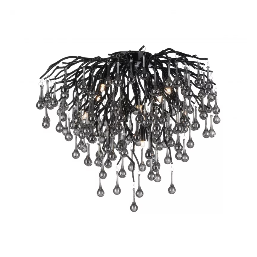Paul Neuhaus 8091-18 - Flush-mounted chandelier ICICLE 9xG9/40W/230V dia. 50 cm black