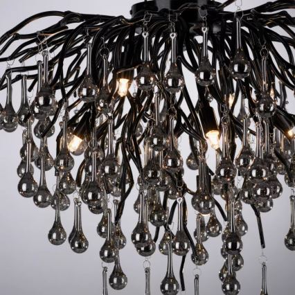 Paul Neuhaus 8091-18 - Flush-mounted chandelier ICICLE 9xG9/40W/230V dia. 50 cm black