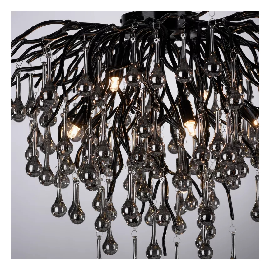 Paul Neuhaus 8091-18 - Flush-mounted chandelier ICICLE 9xG9/40W/230V dia. 50 cm black