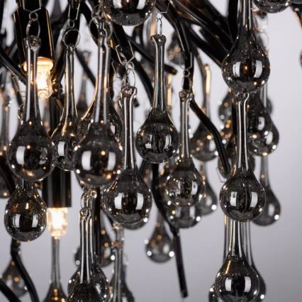Paul Neuhaus 8091-18 - Flush-mounted chandelier ICICLE 9xG9/40W/230V dia. 50 cm black