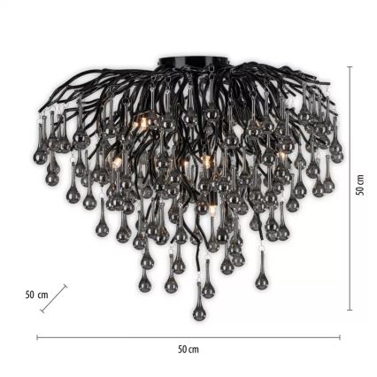 Paul Neuhaus 8091-18 - Flush-mounted chandelier ICICLE 9xG9/40W/230V dia. 50 cm black