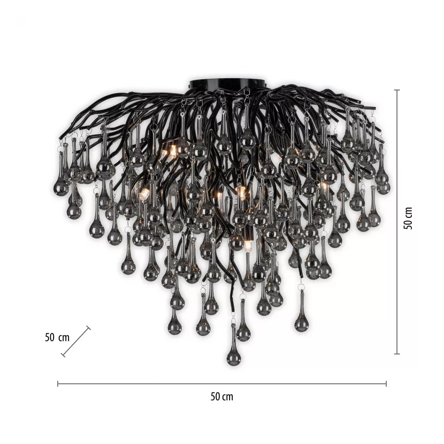Paul Neuhaus 8091-18 - Flush-mounted chandelier ICICLE 9xG9/40W/230V dia. 50 cm black