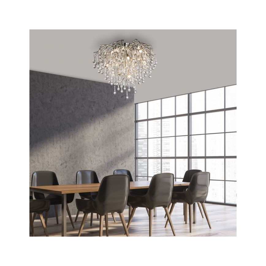 Paul Neuhaus 8091-55 - Surface-mounted chandelier ICICLE 9xG9/40W/230V d. 50 cm shiny chrome
