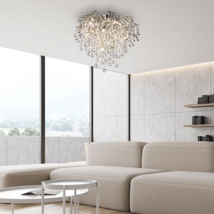 Paul Neuhaus 8091-55 - Surface-mounted chandelier ICICLE 9xG9/40W/230V d. 50 cm shiny chrome