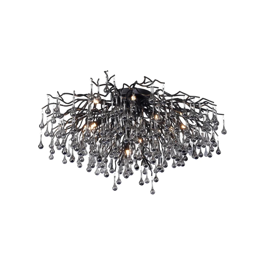 Paul Neuhaus 8092-18 - ICICLE Flush-Mount Chandelier 14xG9/40W/230V Ø 100 cm Black
