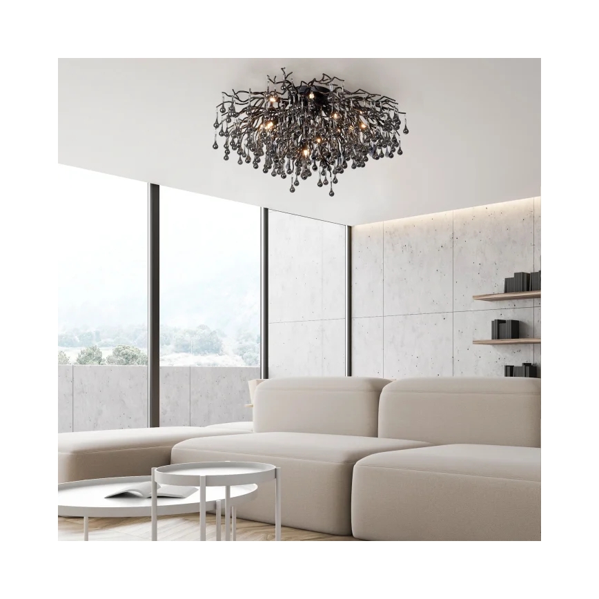 Paul Neuhaus 8092-18 - ICICLE Flush-Mount Chandelier 14xG9/40W/230V Ø 100 cm Black