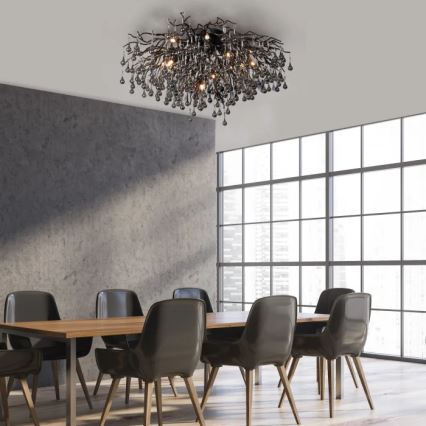 Paul Neuhaus 8092-18 - ICICLE Flush-Mount Chandelier 14xG9/40W/230V Ø 100 cm Black