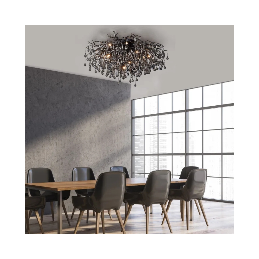Paul Neuhaus 8092-18 - ICICLE Flush-Mount Chandelier 14xG9/40W/230V Ø 100 cm Black
