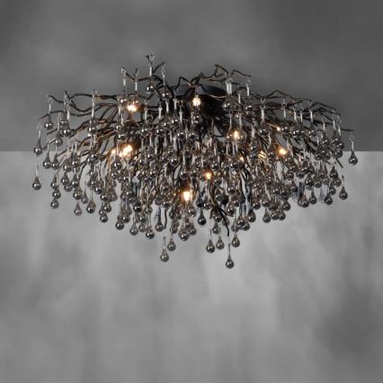Paul Neuhaus 8092-18 - ICICLE Flush-Mount Chandelier 14xG9/40W/230V Ø 100 cm Black