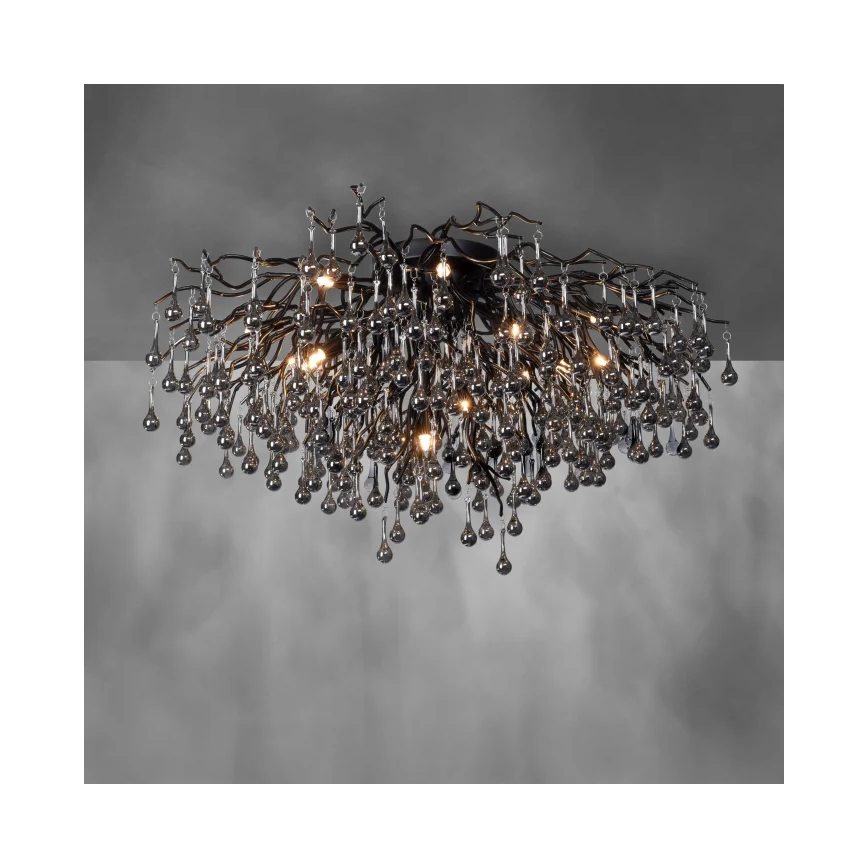 Paul Neuhaus 8092-18 - ICICLE Flush-Mount Chandelier 14xG9/40W/230V Ø 100 cm Black