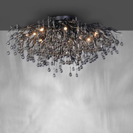 Paul Neuhaus 8092-18 - ICICLE Flush-Mount Chandelier 14xG9/40W/230V Ø 100 cm Black