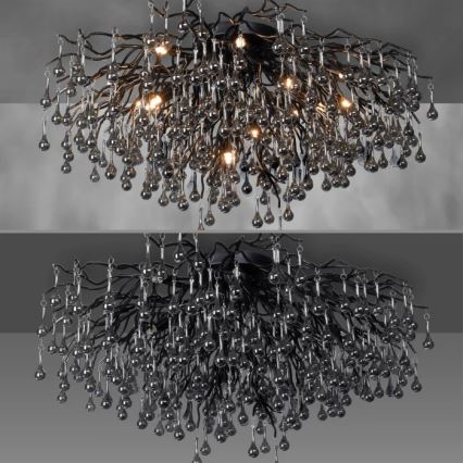 Paul Neuhaus 8092-18 - ICICLE Flush-Mount Chandelier 14xG9/40W/230V Ø 100 cm Black