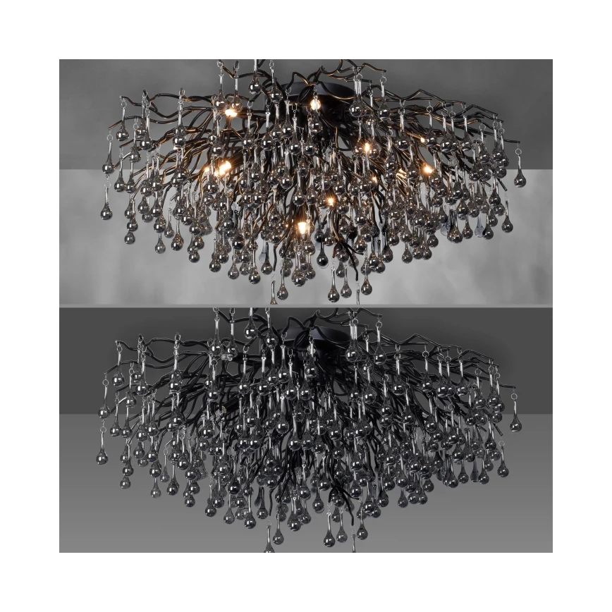 Paul Neuhaus 8092-18 - ICICLE Flush-Mount Chandelier 14xG9/40W/230V Ø 100 cm Black